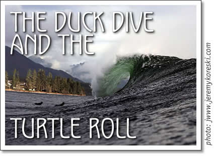 tofino surfing - the duck dive and the turtle roll